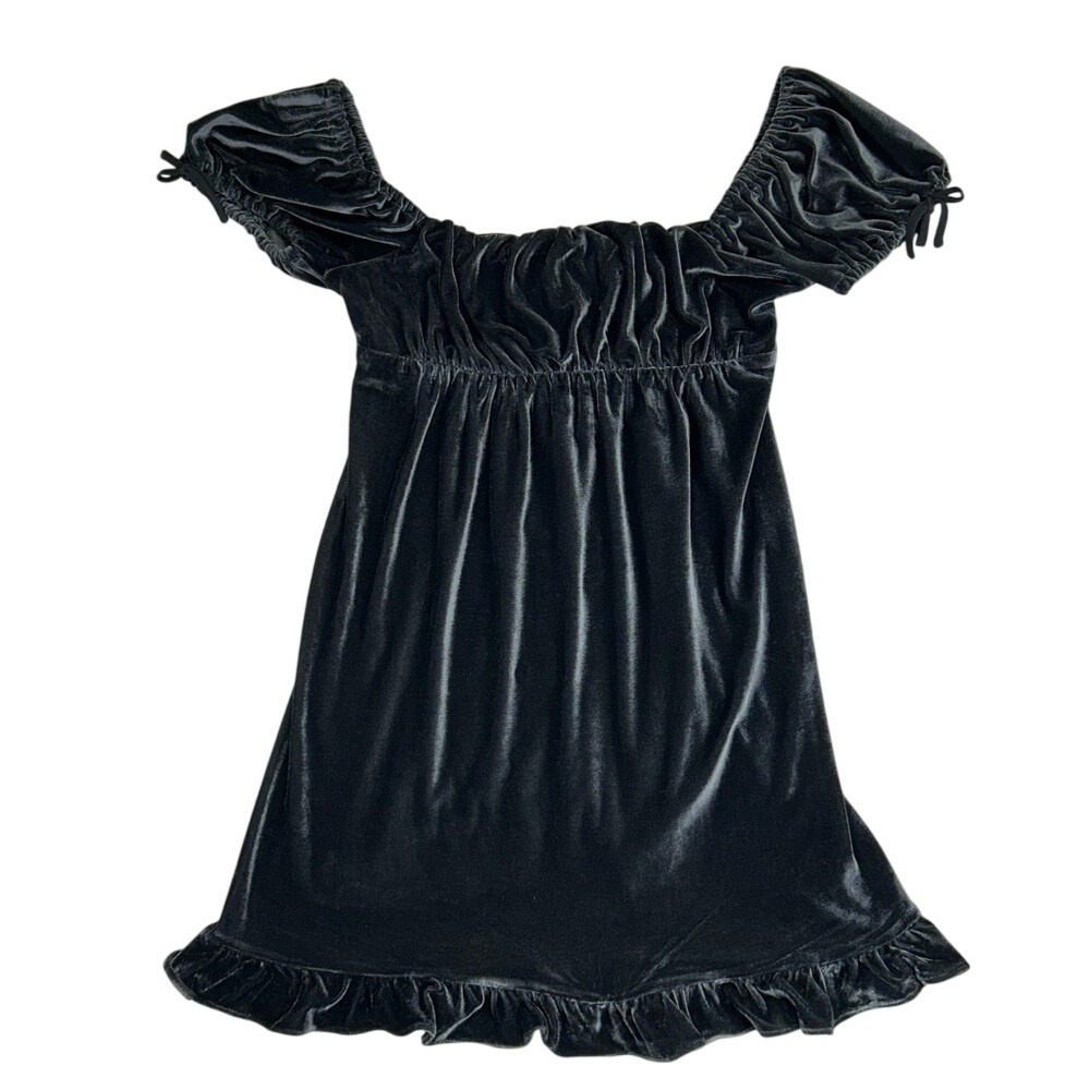Urban Outfitters Black Claudette Velvet Babydoll Mini‎ Dress Gothic Size Small - Picture 7 of 10